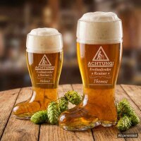Bierstiefel 1,0 l mit Gravur - Freilaufender Rentner