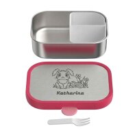 Edelstahl-Brotdose Edelstahl mit Gabel - Cool Pink -...