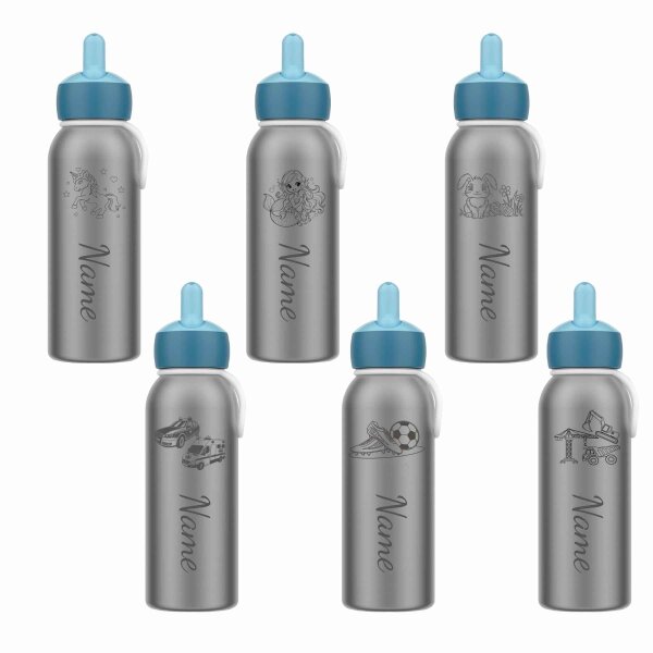 Luxentu - Gravur Thermoflasche Campus Flip-Up 350 ml Cool Blue - Verschiedene Motive