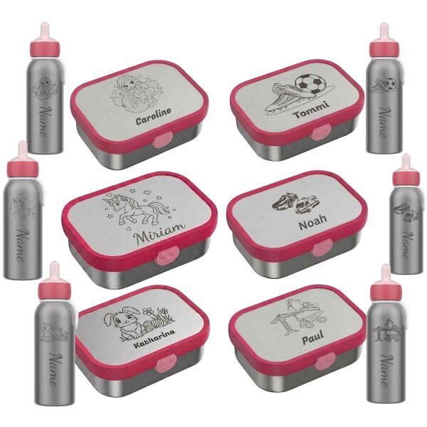 Lunchset Campus Edelstahl Thermoflasche & Brotdose Cool Pink - Motivauswahl
