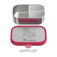Edelstahl-Brotdose Campus mit Gabel - Cool Pink -...