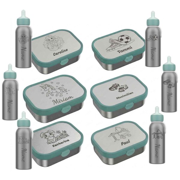 Lunchset Campus Edelstahl Thermoflasche & Brotdose Cool Mint - Motivauswahl