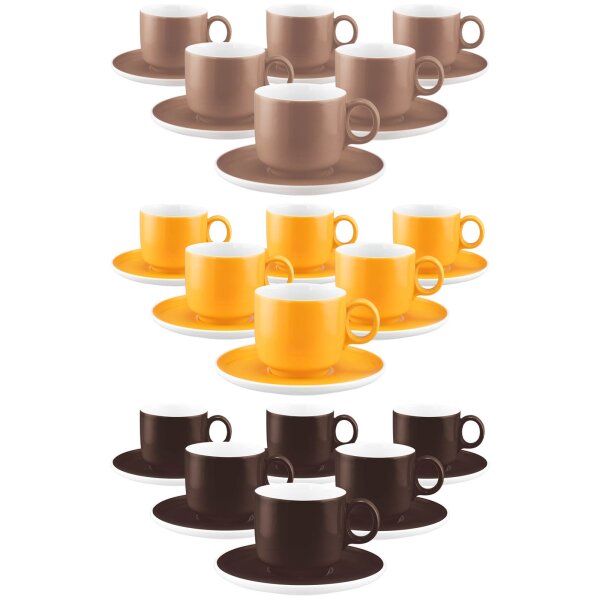 Seltmann Weiden Sento Home Pure Colors Cappuccinotasse mit Untertasse 300 ml 6er Set - Variante