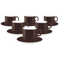 Seltmann Weiden Sento Home Pure Colors Cappuccinotasse mit Untertasse 300 ml 6er Set - Chocolate Brown