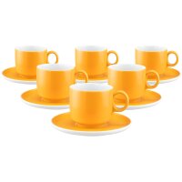Seltmann Weiden Sento Home Pure Colors Cappuccinotasse mit Untertasse 300 ml 6er Set - Mango Orange