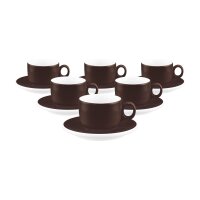 Seltmann Weiden Sento Home Pure Colors Espressotasse mit Untertasse 80 ml 6er Set - Chocolate Brown