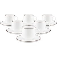 Seltmann Weiden Sento Home Pure Lines Cappuccinotasse mit Untertasse 300 ml 6er Set - Chocolate Brown