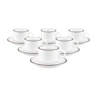 Seltmann Weiden Sento Home Pure Lines Espressotasse mit Untertasse 80 ml 6er Set - Chocolate Brown