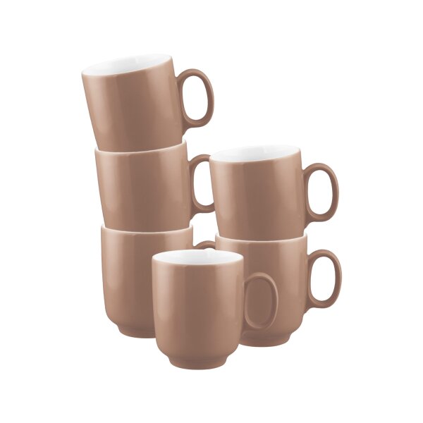 Seltmann Weiden Sento Home Pure Colors Becher mit Henkel 400 ml 6er Set - Cocoa Brown