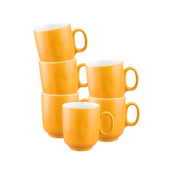 Seltmann Weiden Sento Home Pure Colors Becher mit Henkel 400 ml 6er Set - Mango Orange