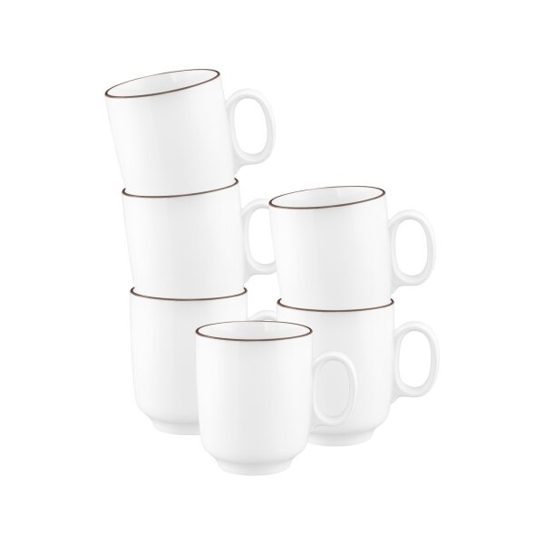 Seltmann Weiden Sento Home Pure Lines Becher mit Henkel 400 ml 6er Set - Chocolate Brown