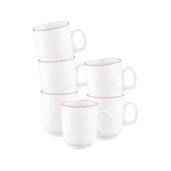 Seltmann Weiden Sento Home Pure Lines Becher mit Henkel 400 ml 6er Set - Cocoa Brown