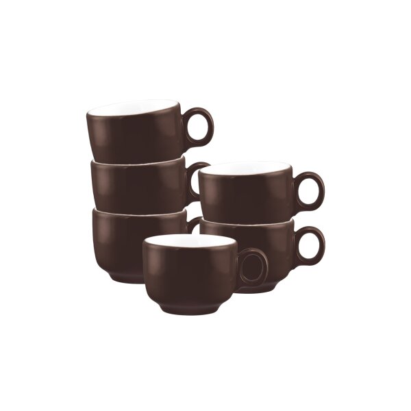 Seltmann Weiden Sento Home Pure Colors Espressotasse 80 ml 6er Set - Chocolate Brown