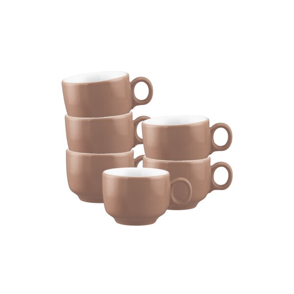 Seltmann Weiden Sento Home Pure Colors Espressotasse 80 ml 6er Set - Cocoa Brown